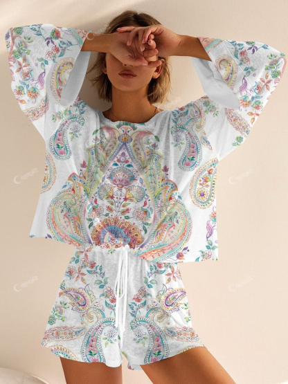 Women's Bohemian Long Sleeve Pajama Set