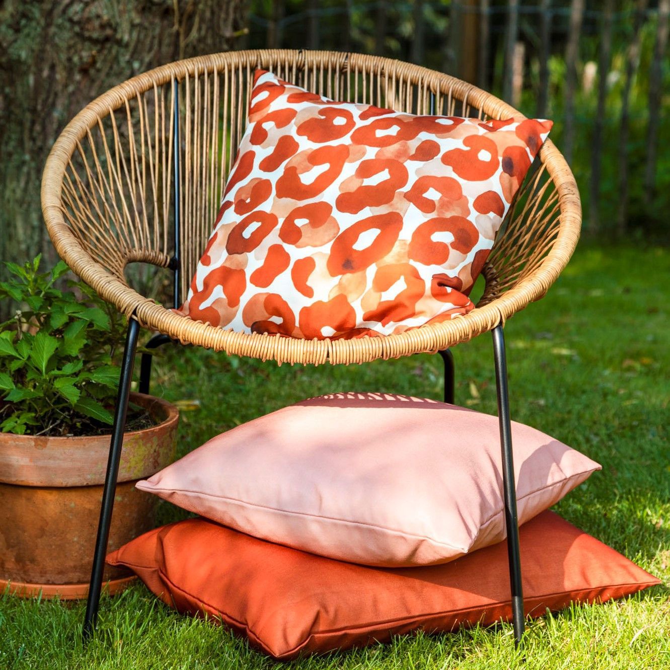 Red Print Floral Outdoor Cushion
