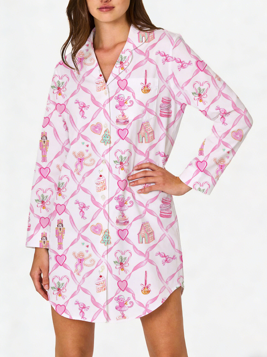 Pink Animal Floral Sleep Shirtdress