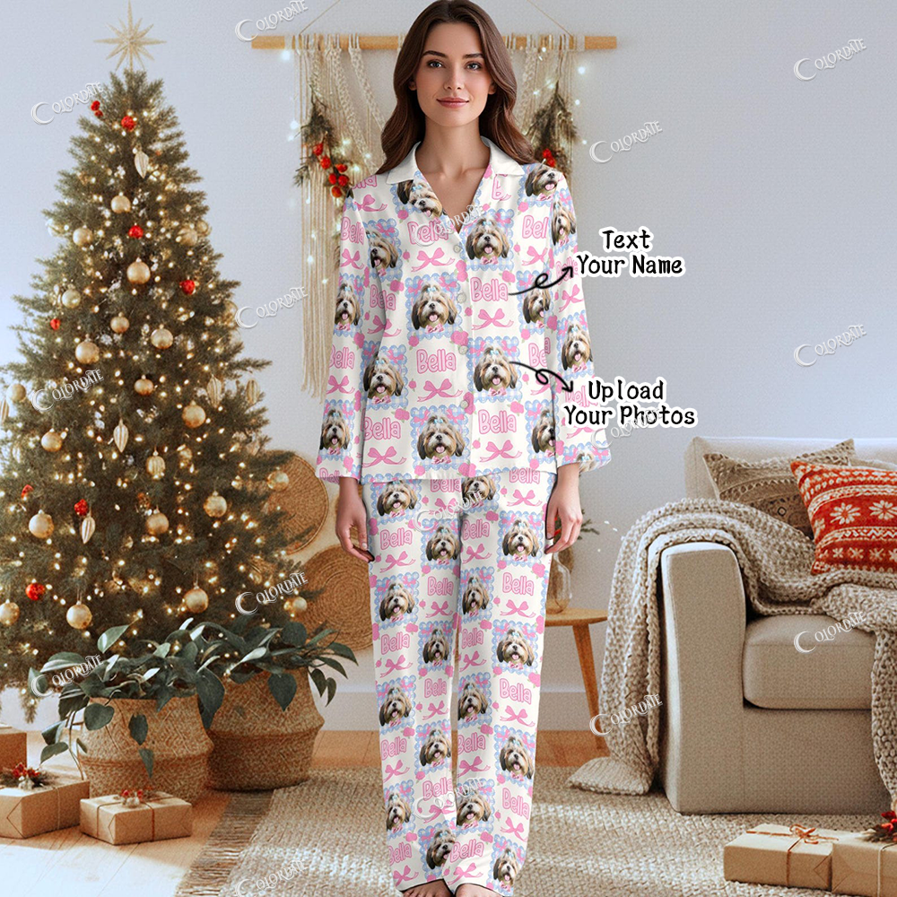 Custom Photo Women's Print Long Pajama Set 