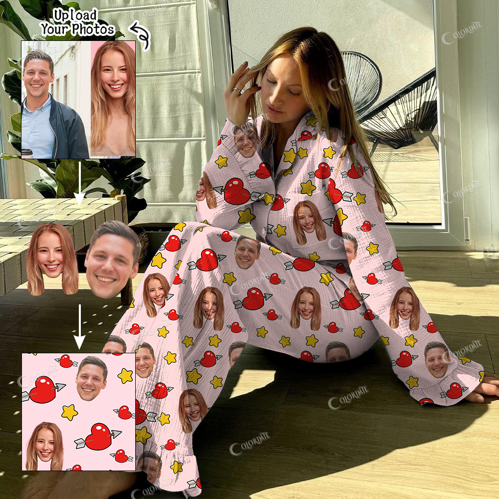 Addcustom Your Photos Women's Love And Stars Vintage Printed Suit