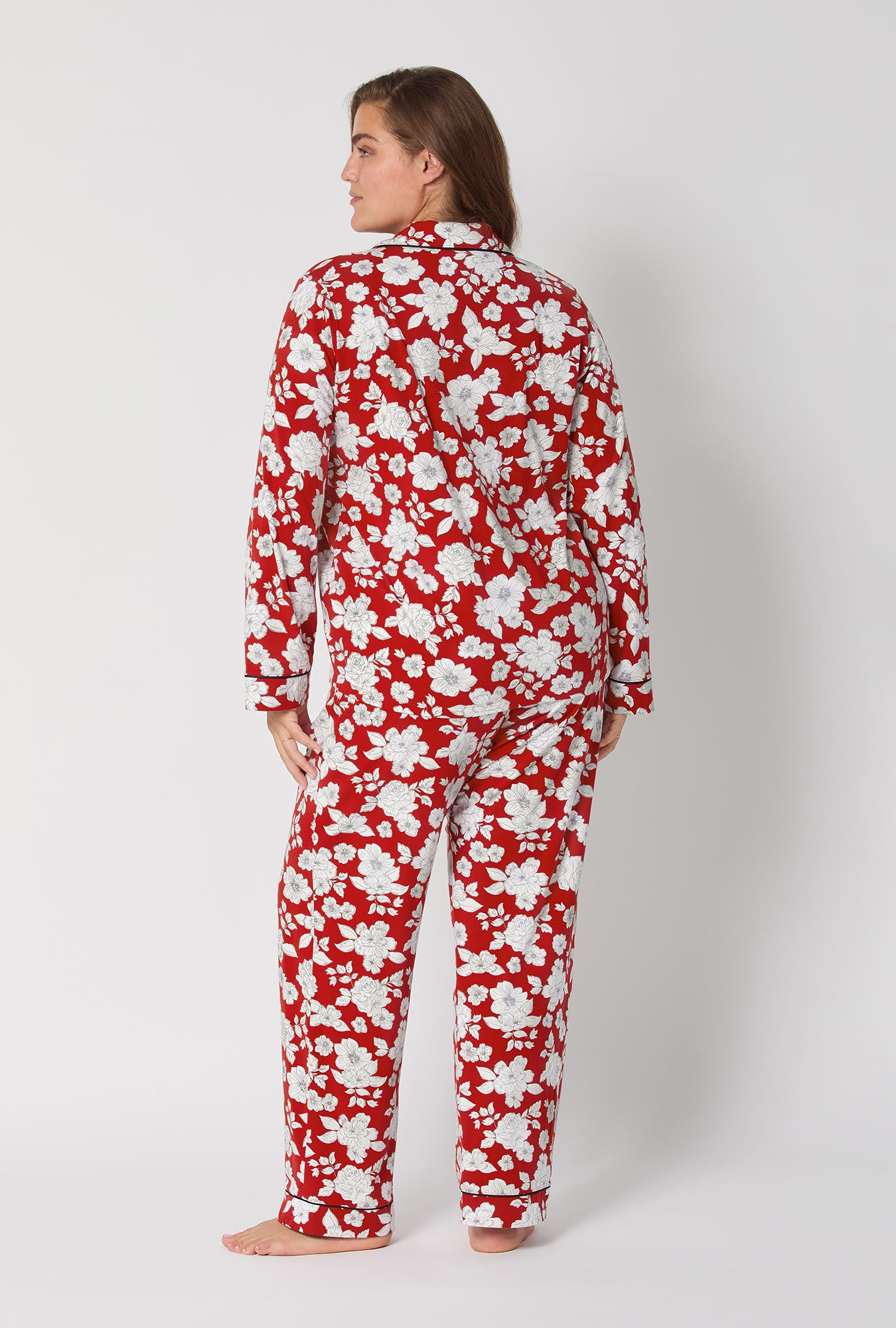 Floral Charm Long Sleeve Classic Satin Pj Set