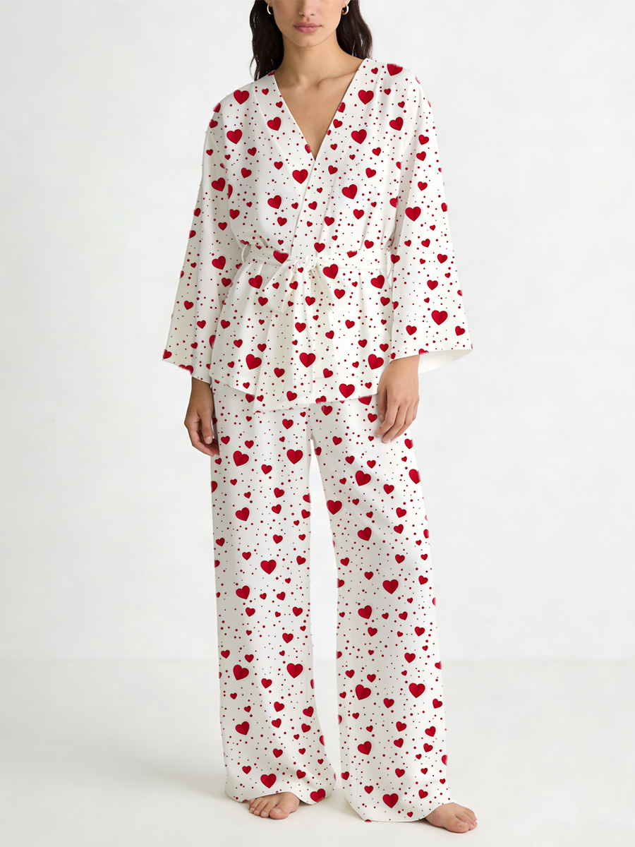 Colordate Pink Print Loungewear Set For Women