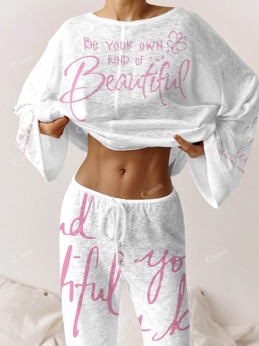 Women's Pink Inspirational Long Sleeve Pants Set