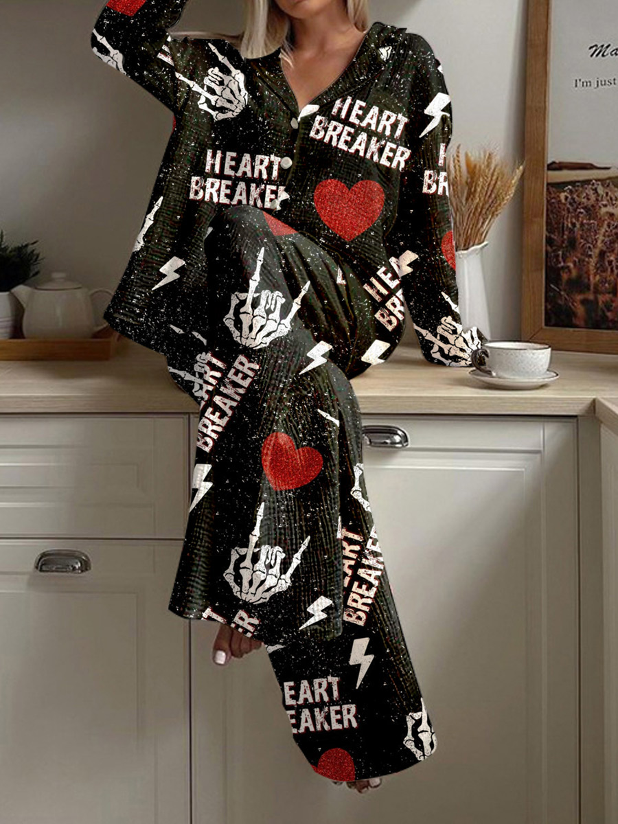 Women's Valentine's Day Love You Until Death Long Sleeve Pant Suit