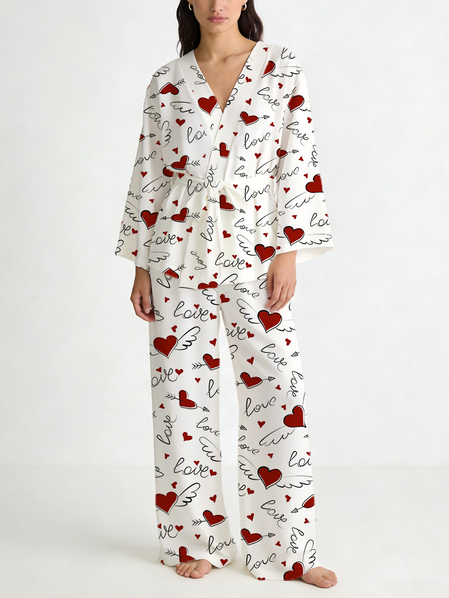 Colordate Blue Floral Print Loungewear Set For Women