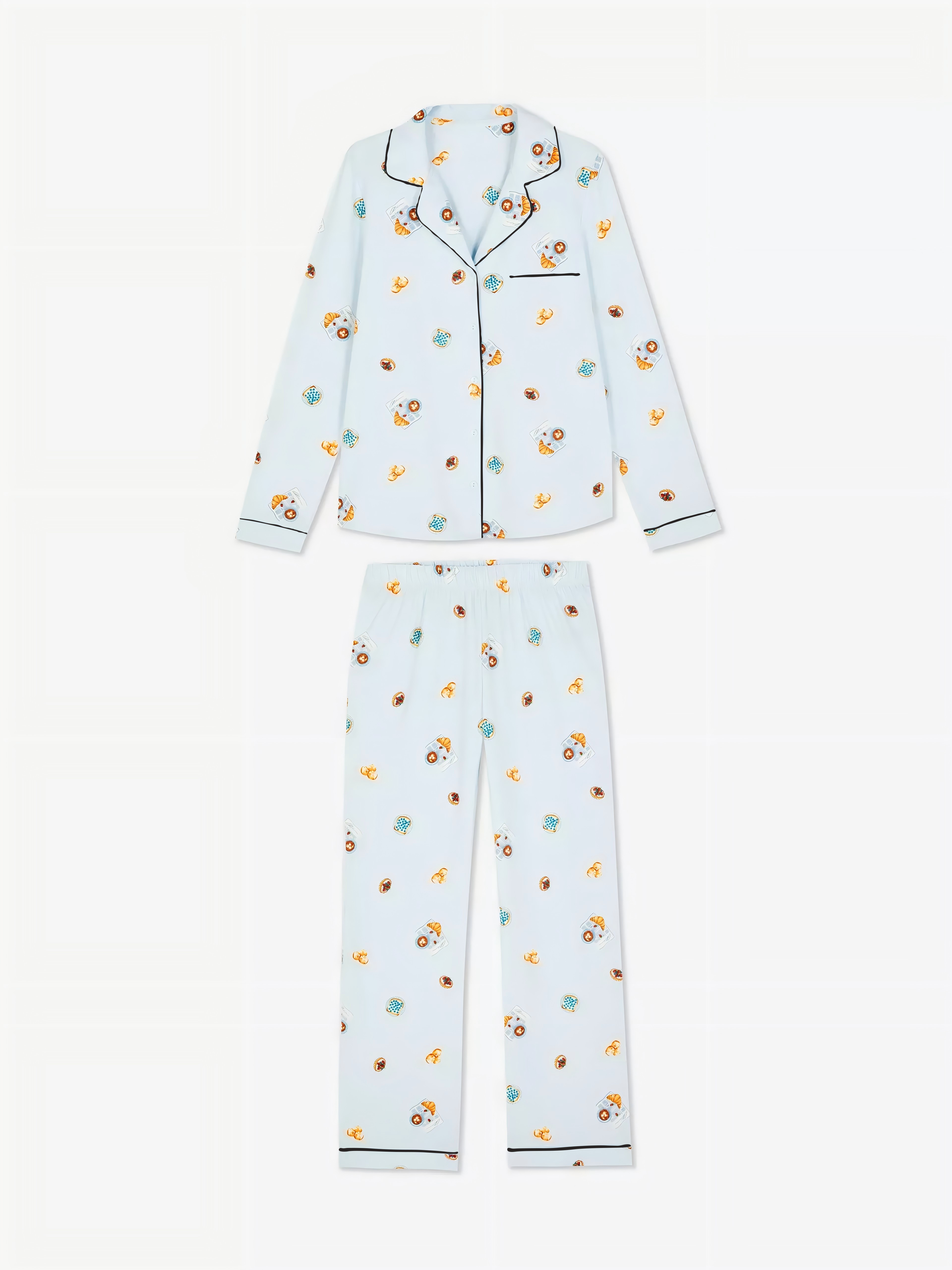 Colordate Women's Light Blue Pastry Print Home Long Sleeve Suit