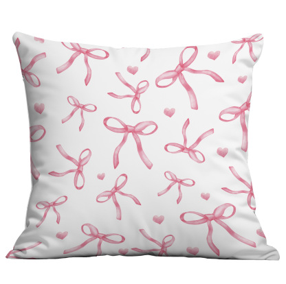 Pink Girl Bow Print Cushion