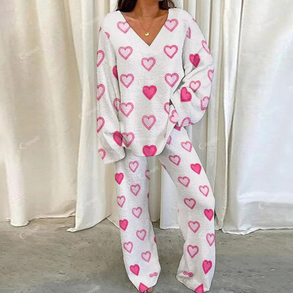 Casual Valentine's Day Love Loungewear Set For Women
