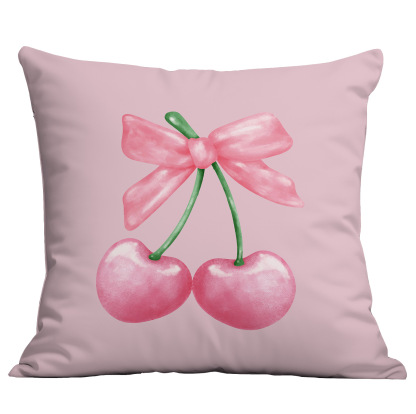 Pink Girl Bow Print Cushion