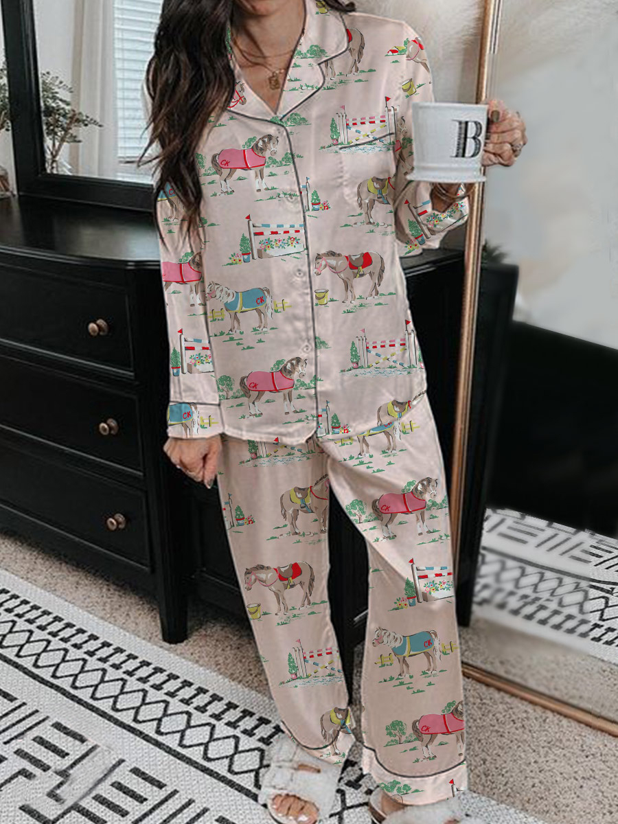 Women's Art Painting Funny Animal Print Home Long Sleeve Suit