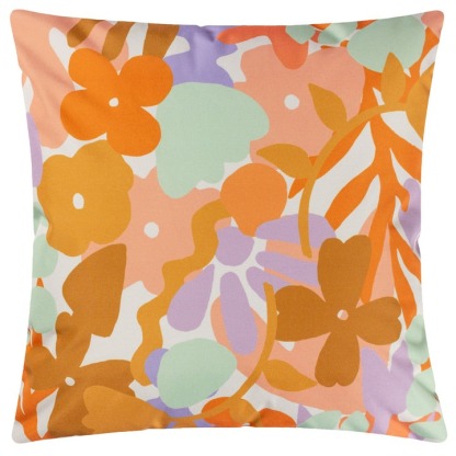 Flower Orange Outdoor Cushion in Orange/Lilac