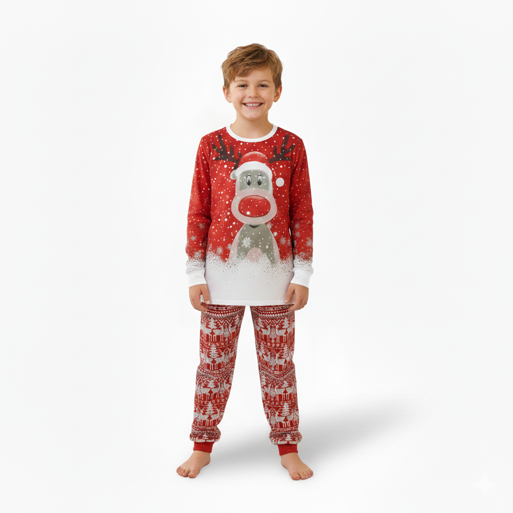 All Over Print Christmas Reindeer And Snowflake Pattern Family Matching Pajama Set