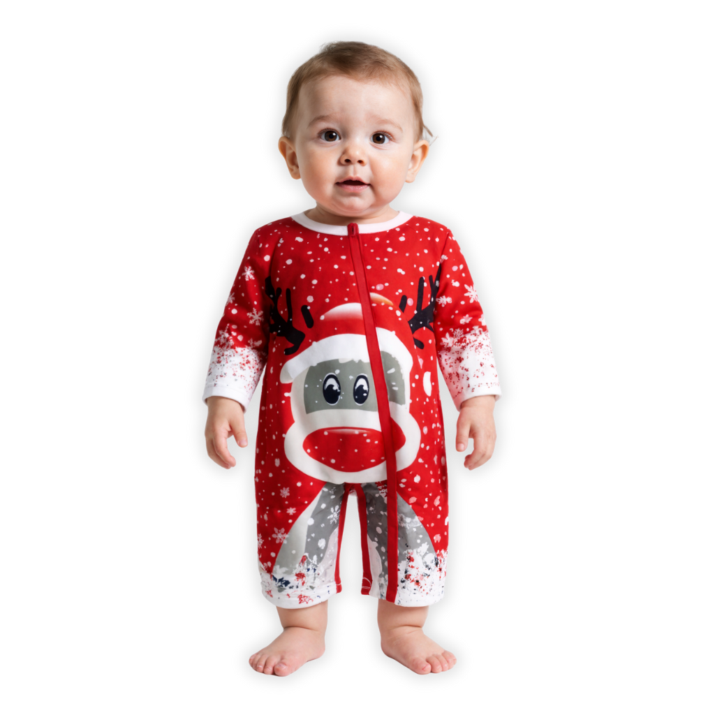 All Over Print Christmas Reindeer And Snowflake Pattern Family Matching Pajama Set