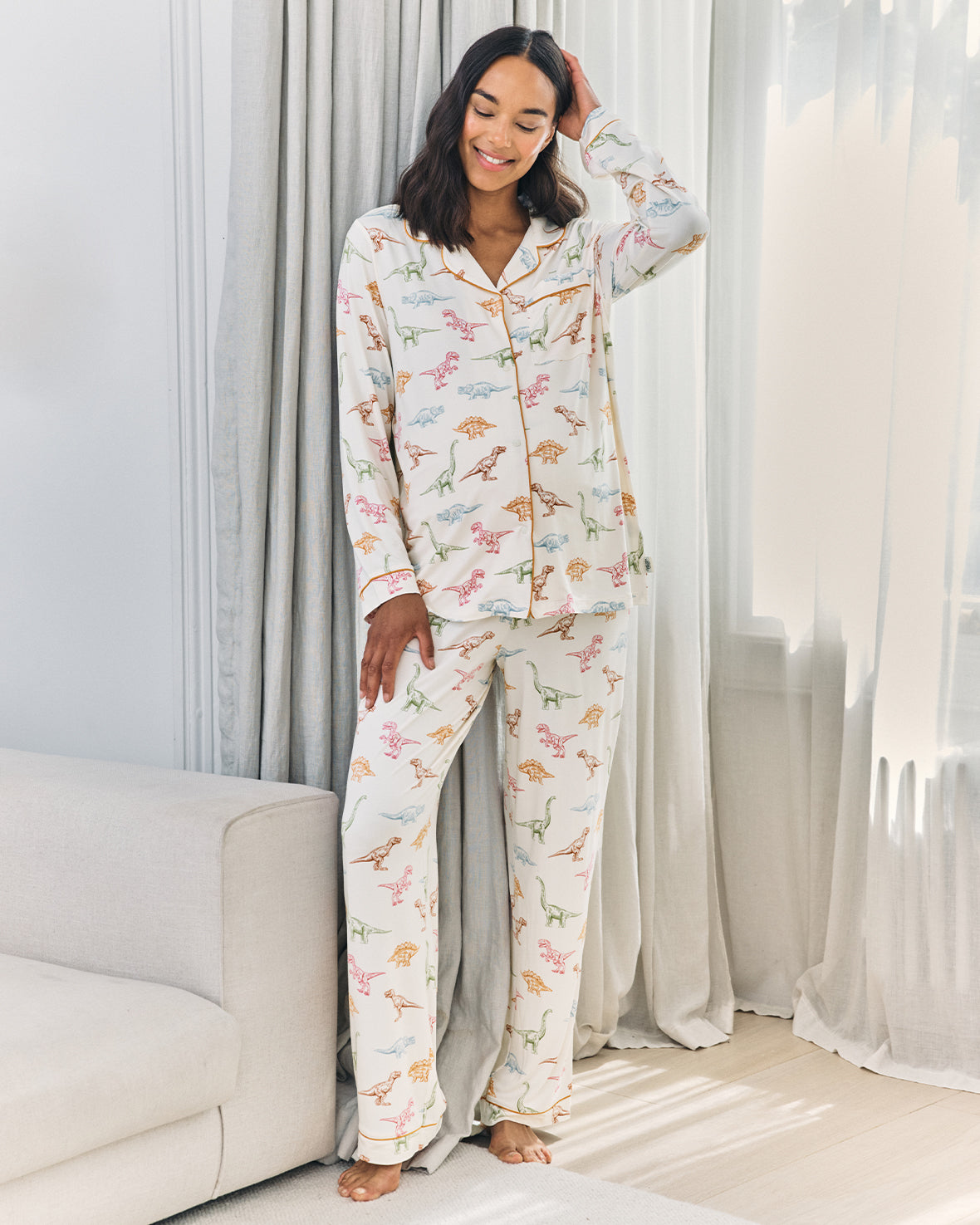 Maternity Dinosaur Print Long Pyjama Set