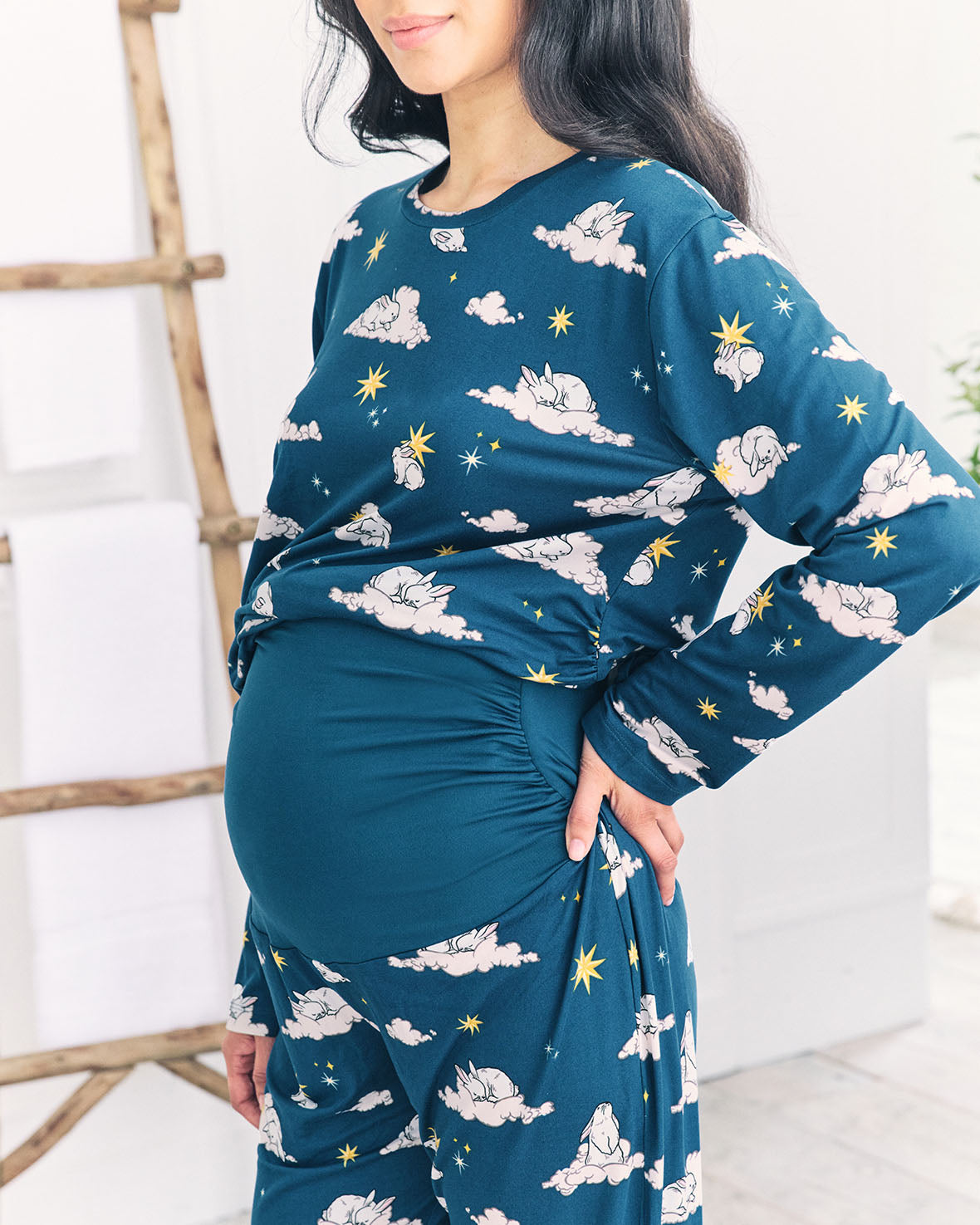 Maternity Celestial Bunny Print Long Pyjama Set