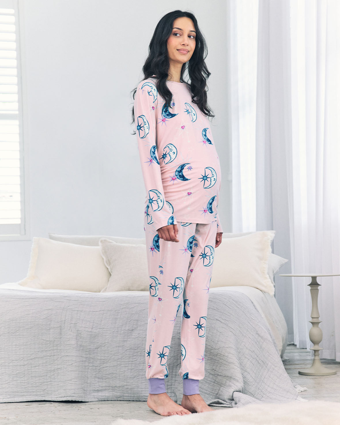 Maternity Astral Hearts Print Long Pyjama Set