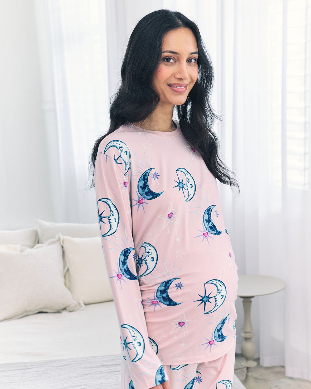Maternity Astral Hearts Print Long Pyjama Set