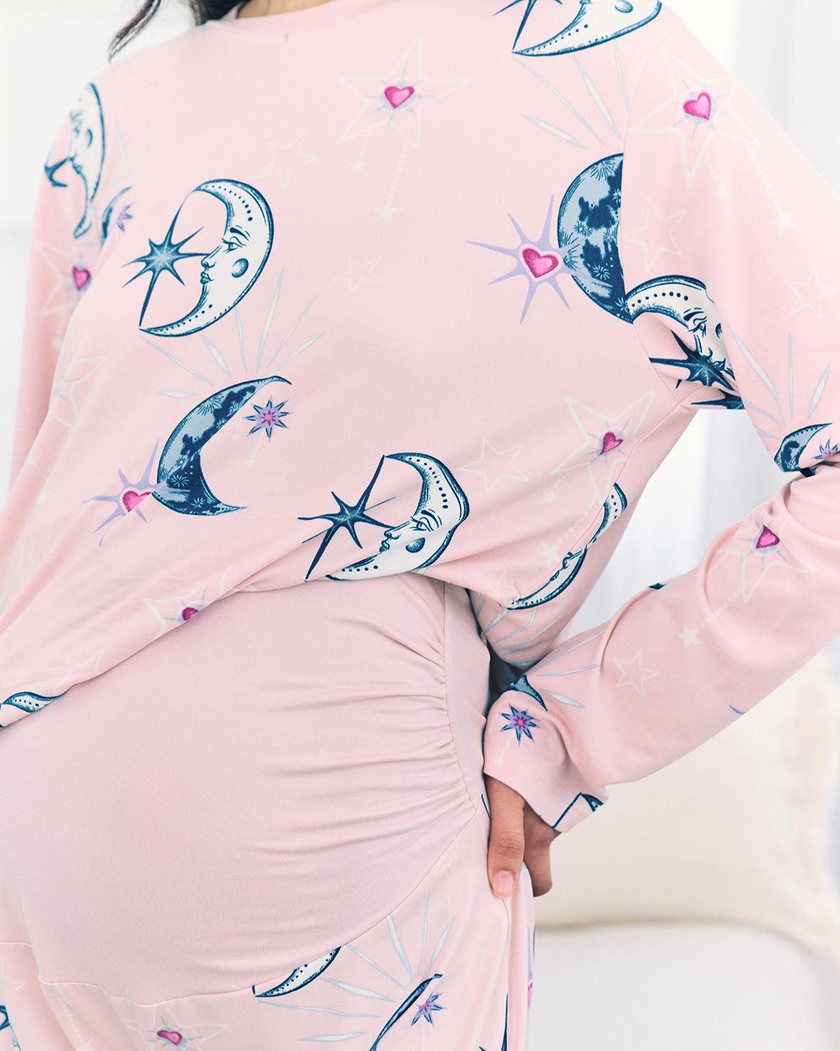 Maternity Astral Hearts Print Long Pyjama Set
