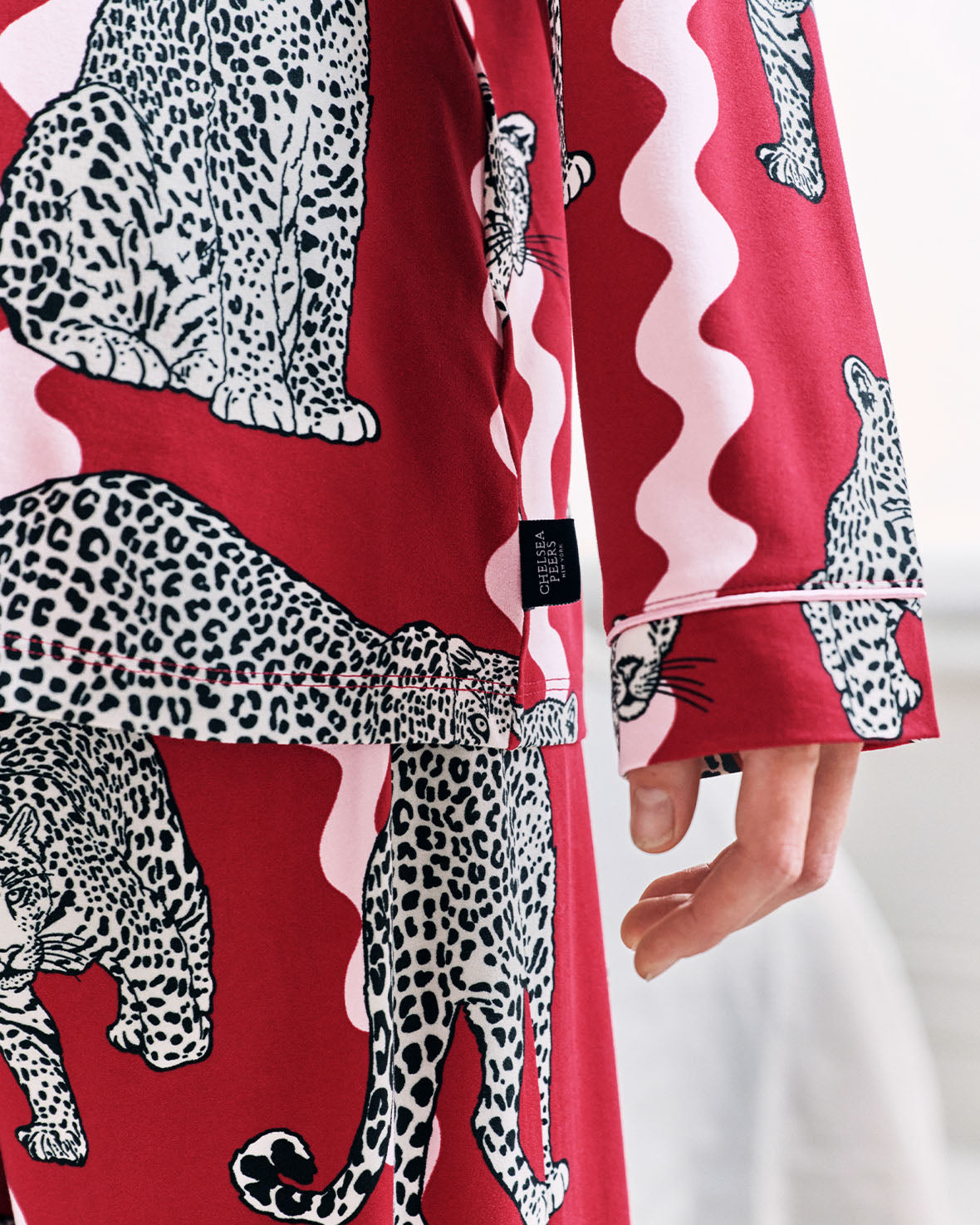 Maternity Snow Leopard Wavy Stripe Print Long Pyjama Set