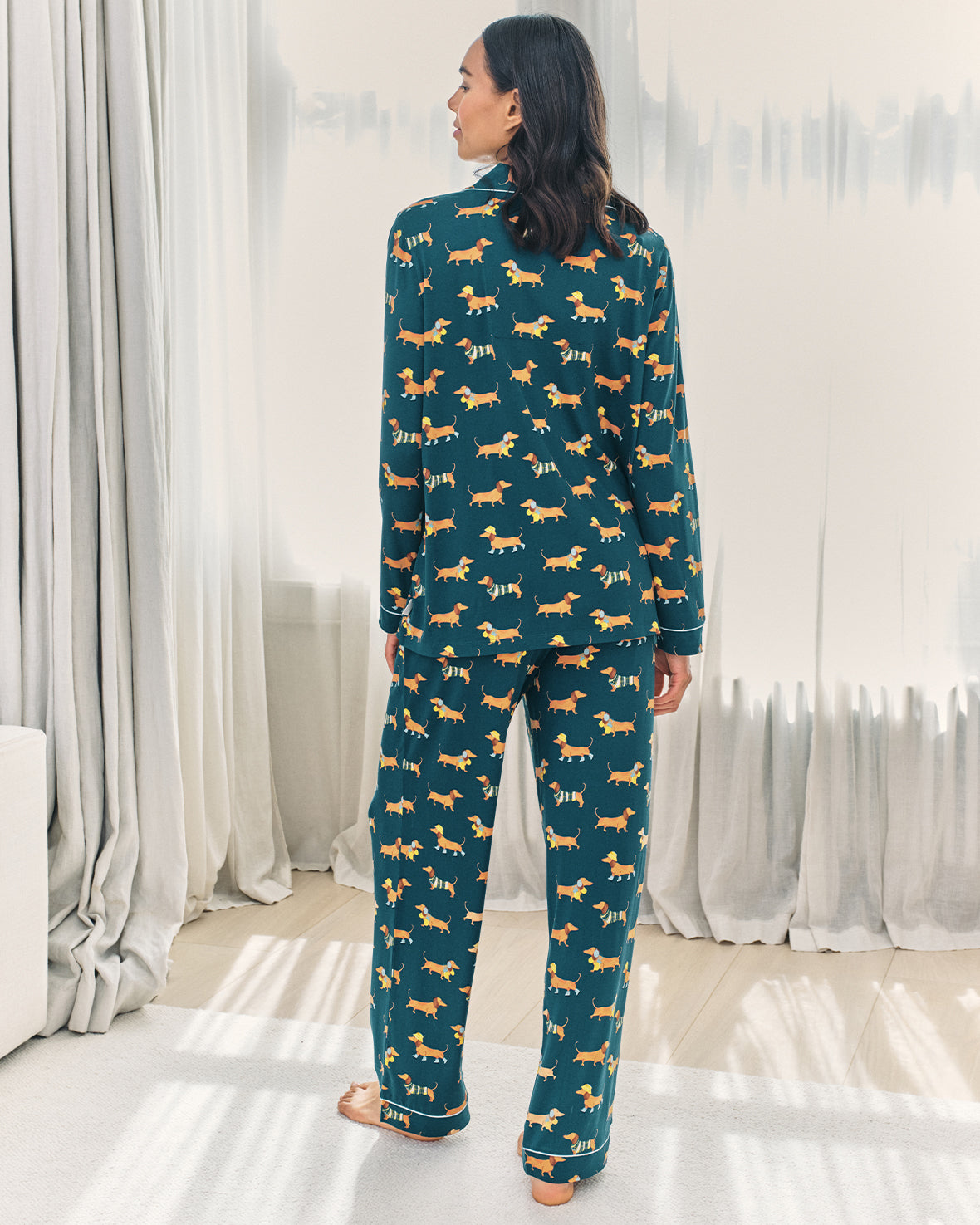 Maternity Sausage Dog Stroll Print Long Pyjama Set