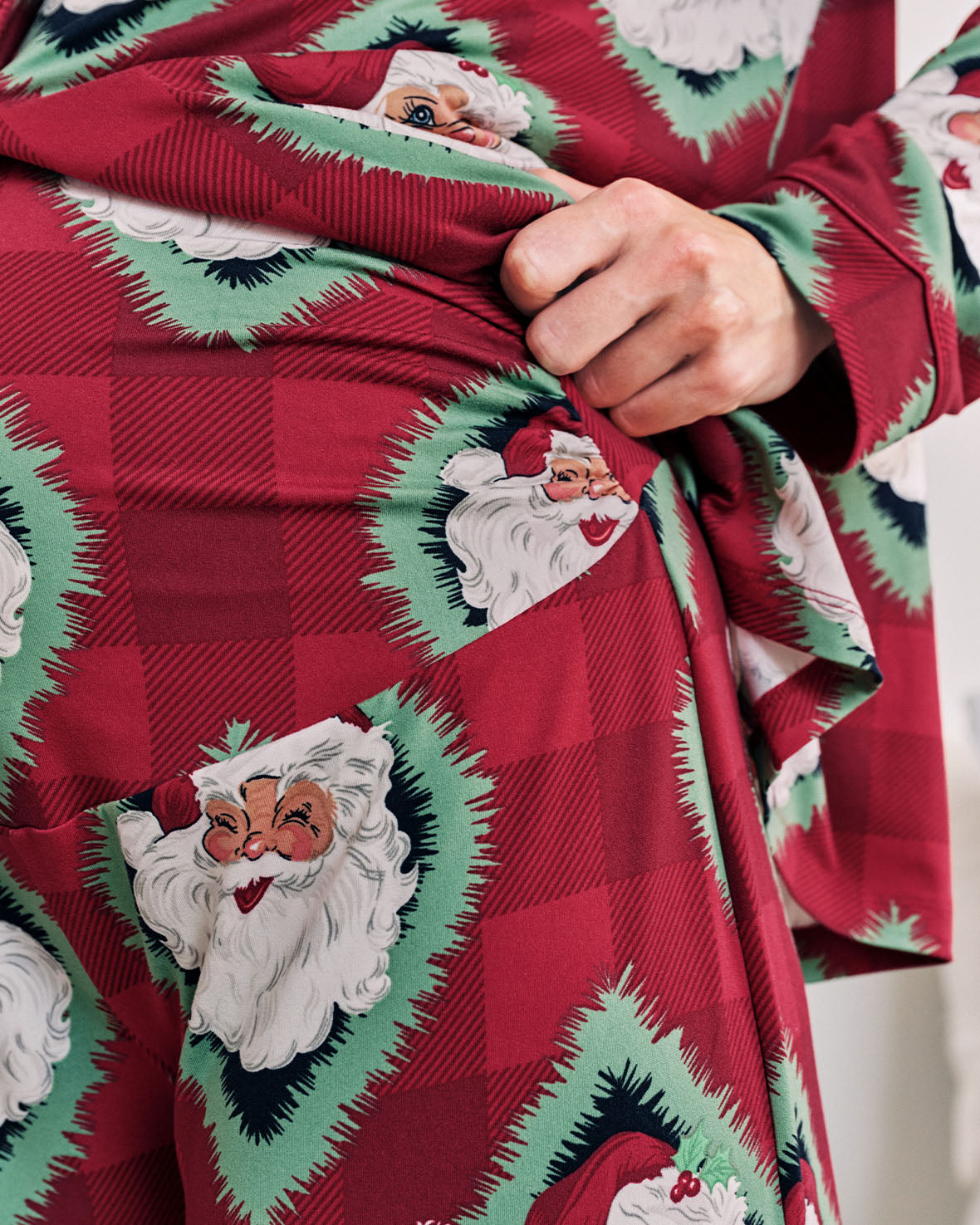 Maternity Christmas Jolly Santa Print Long Pyjama Set