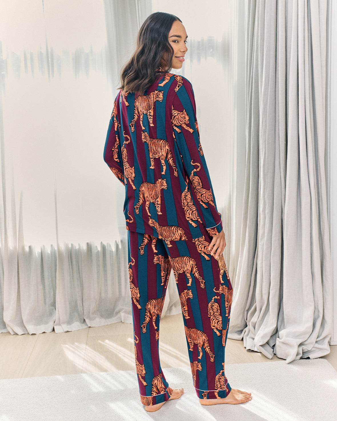 Maternity Tiger Stripe Print Long Pyjama Set