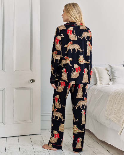 Maternity Christmas Leopard Print Long Pyjama Set