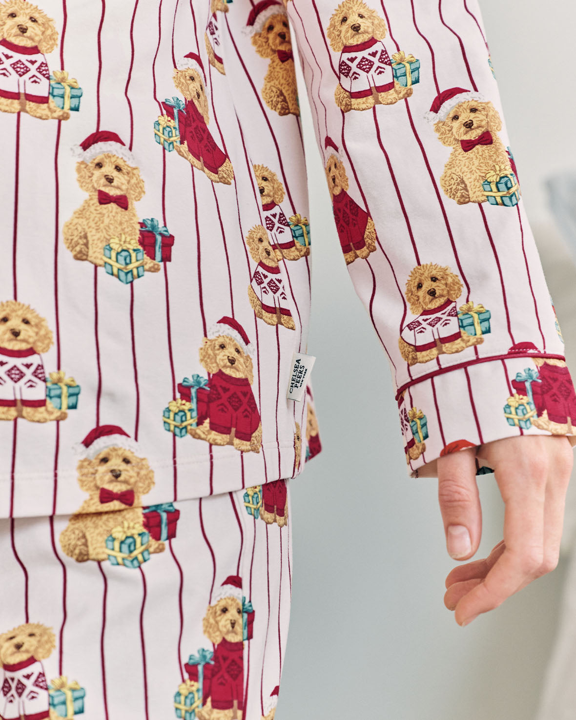 Maternity Organic Cotton Chip the Christmas Cockapoo Dog Print Long Pyjama Set