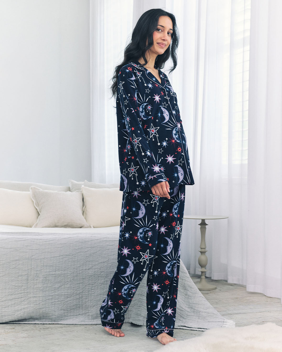 Maternity Organic Cotton Mystic Moon Print Long Pyjama Set