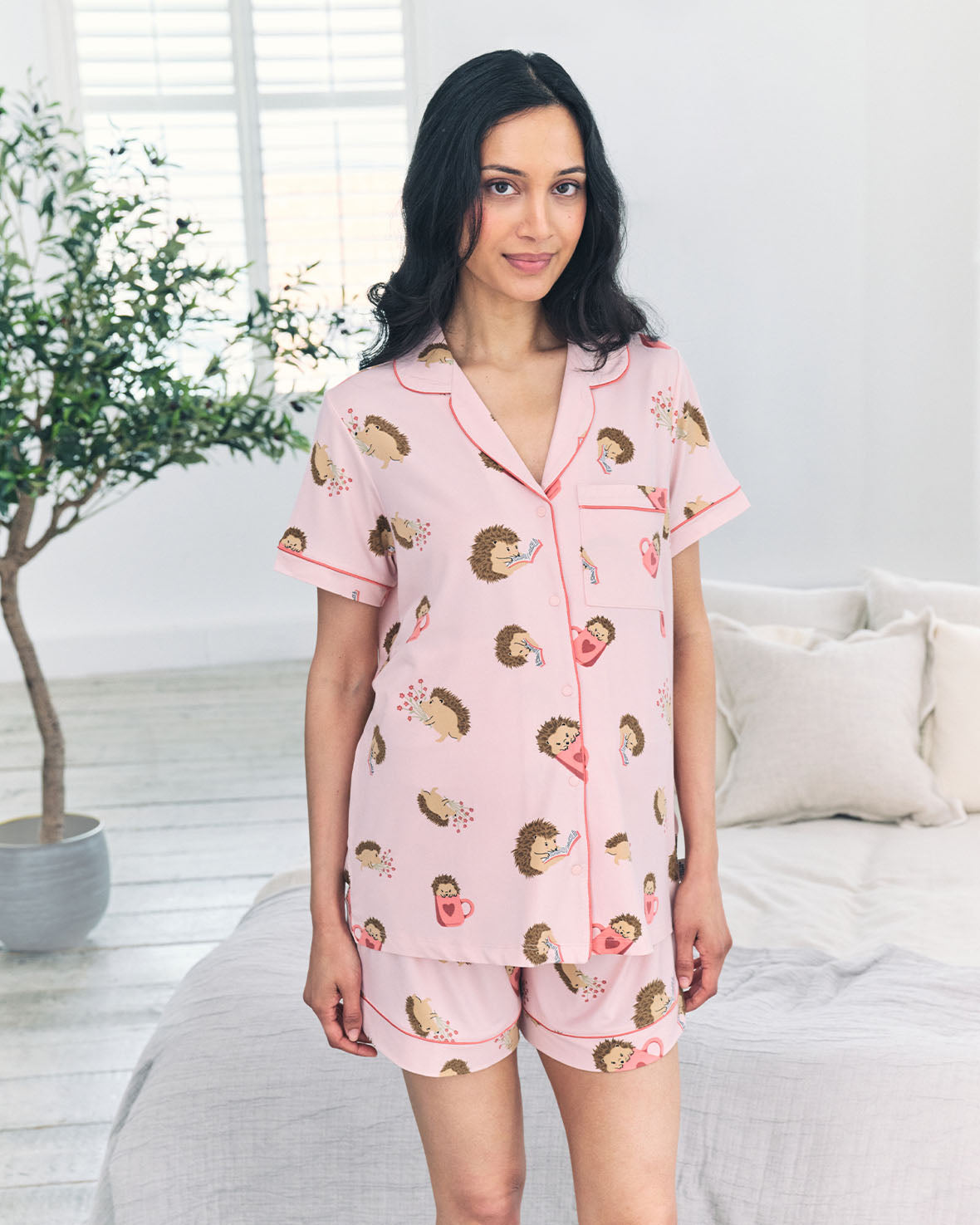 Maternity Hedgehog Hearts Print Short Pyjama Set