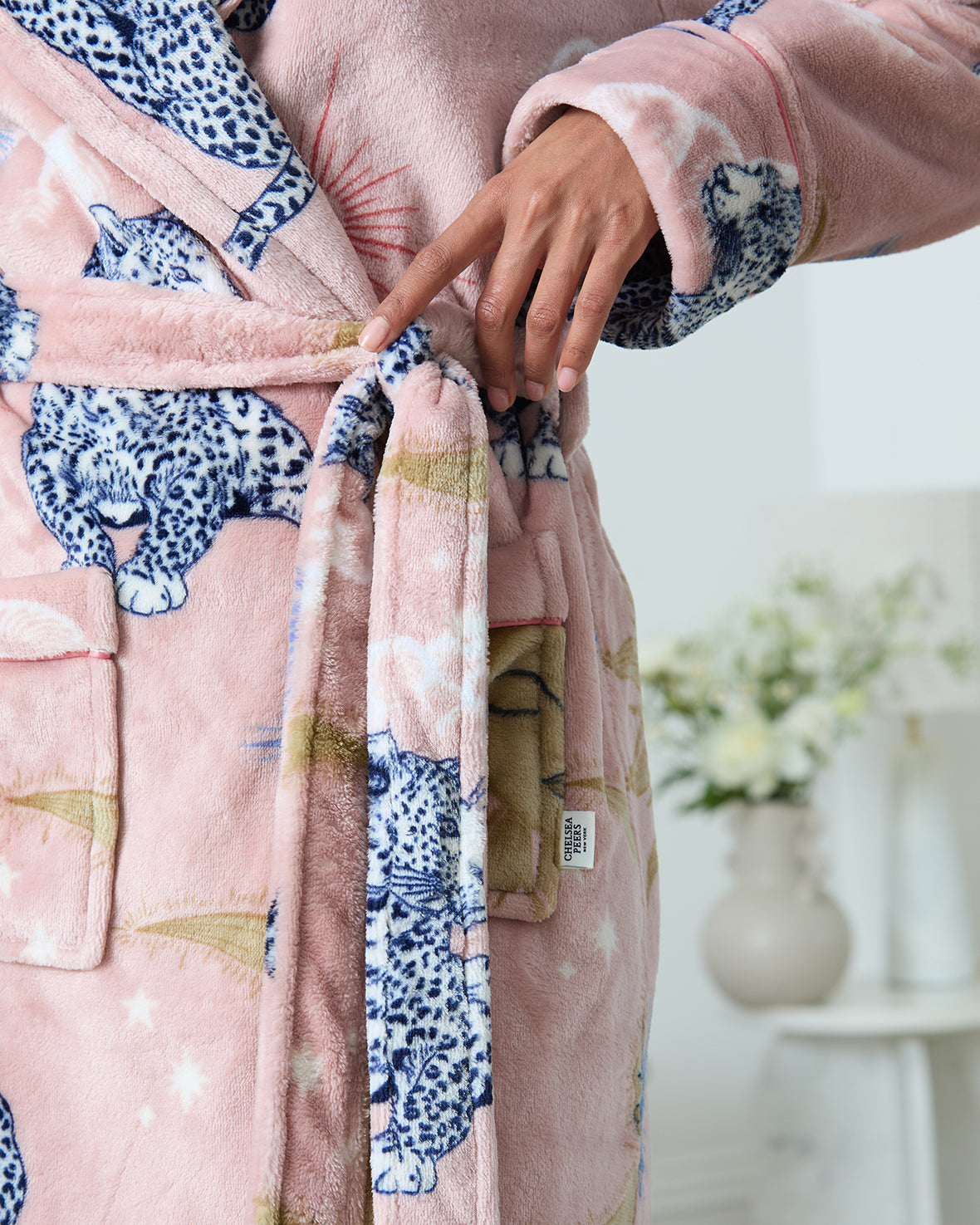 Flannel Celestial Leopard Print Dressing Gown