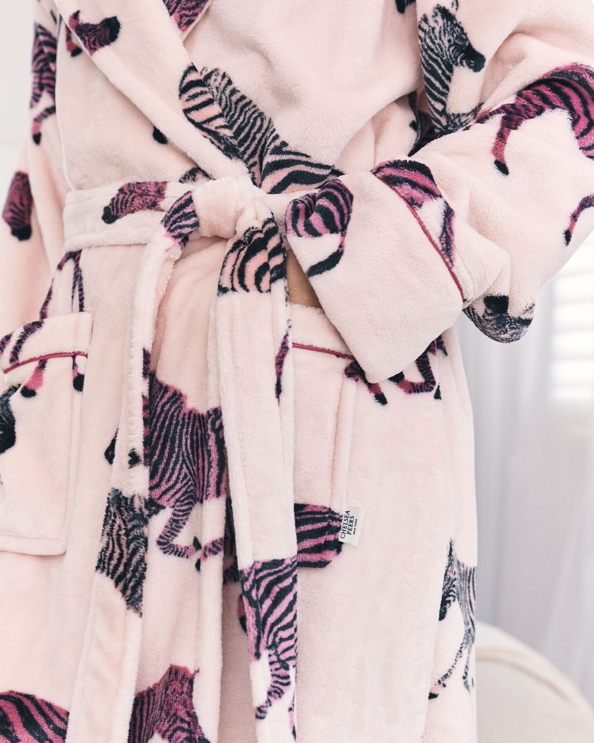 Flannel Zebra Print Dressing Gown - Purple