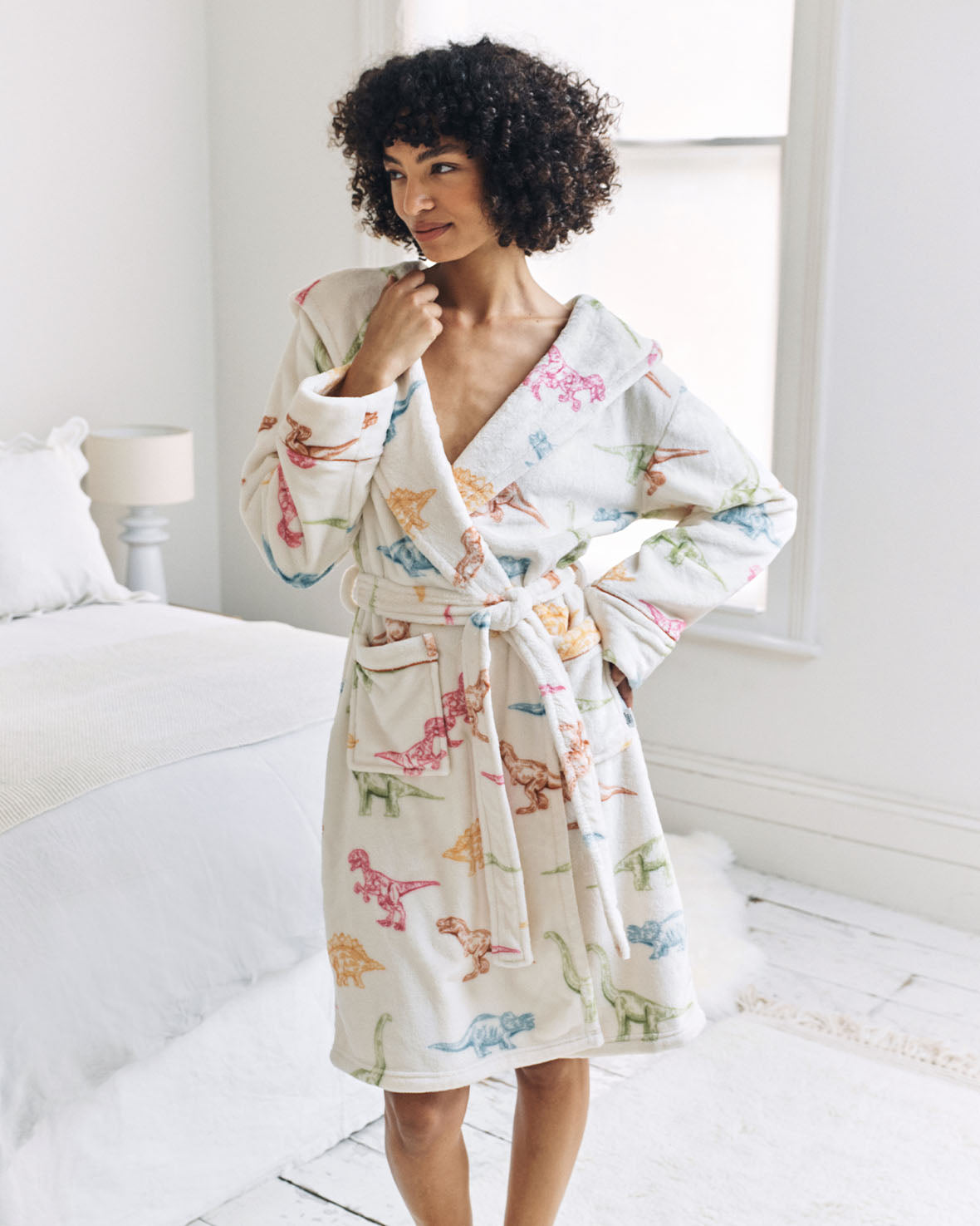 Flannel Dinosaur Print Dressing Gown