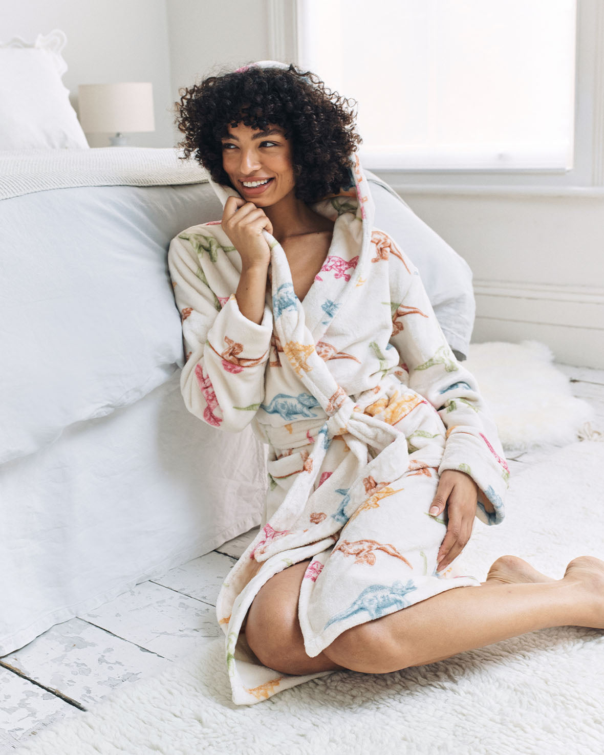 Flannel Dinosaur Print Dressing Gown