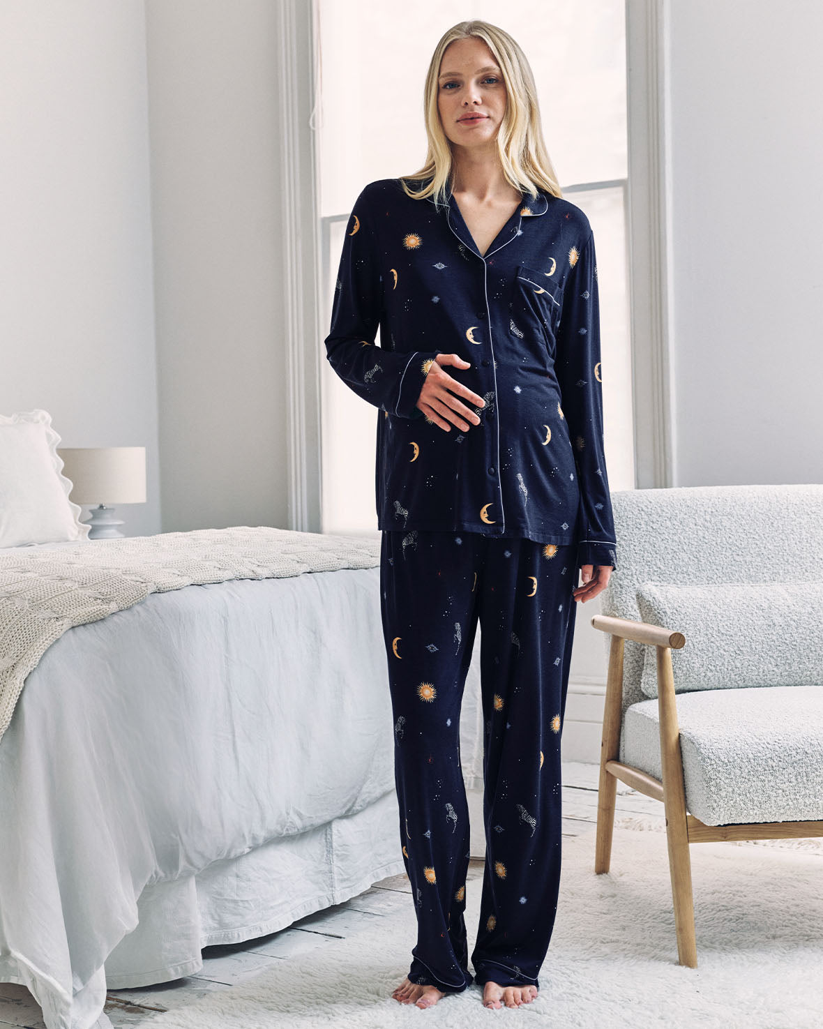 Maternity TENCEL™ Modal Celestial Zebra Long Pyjama Set