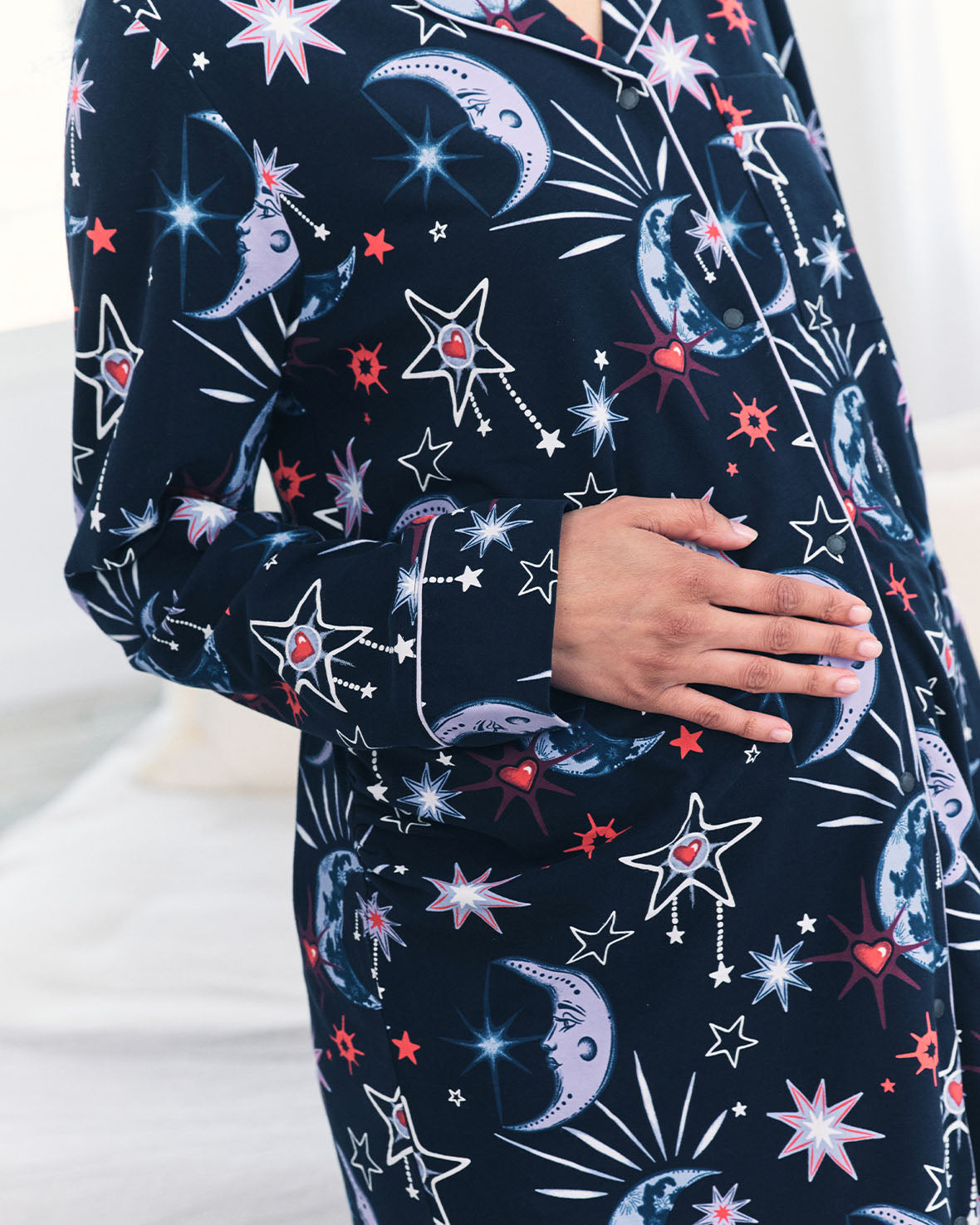 Maternity Organic Cotton Mystic Moon Print Nightshirt