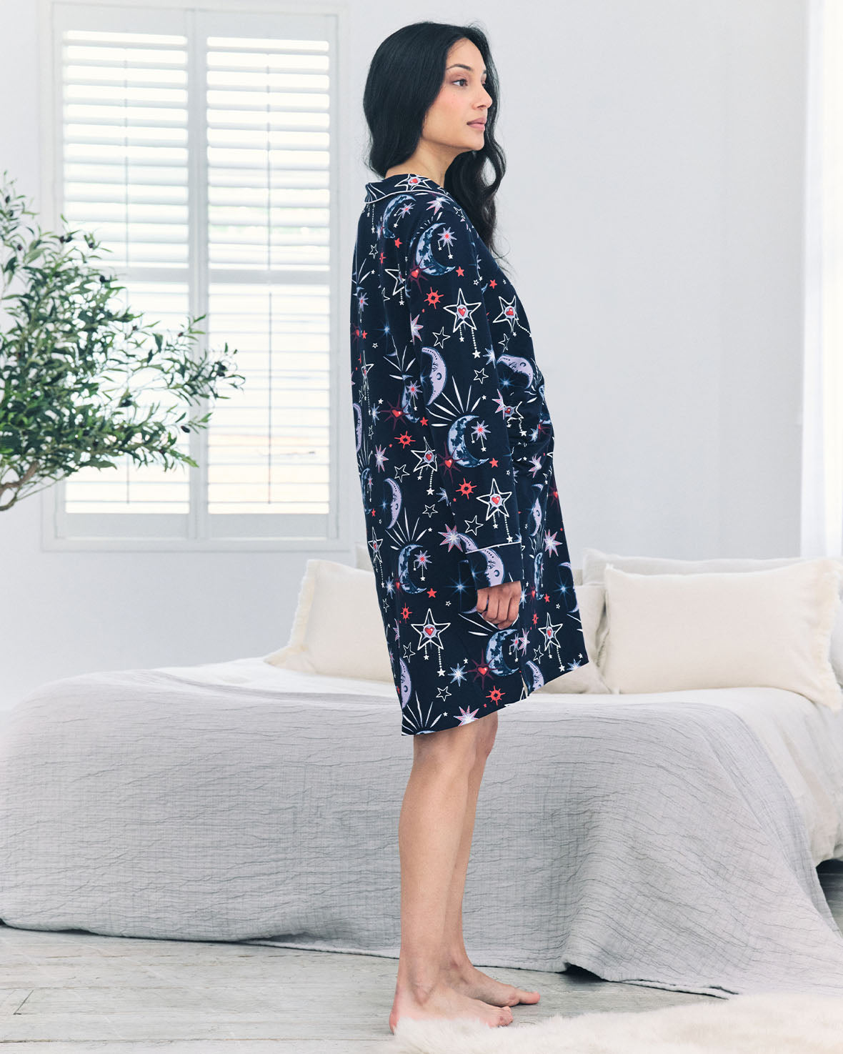 Maternity Organic Cotton Mystic Moon Print Nightshirt