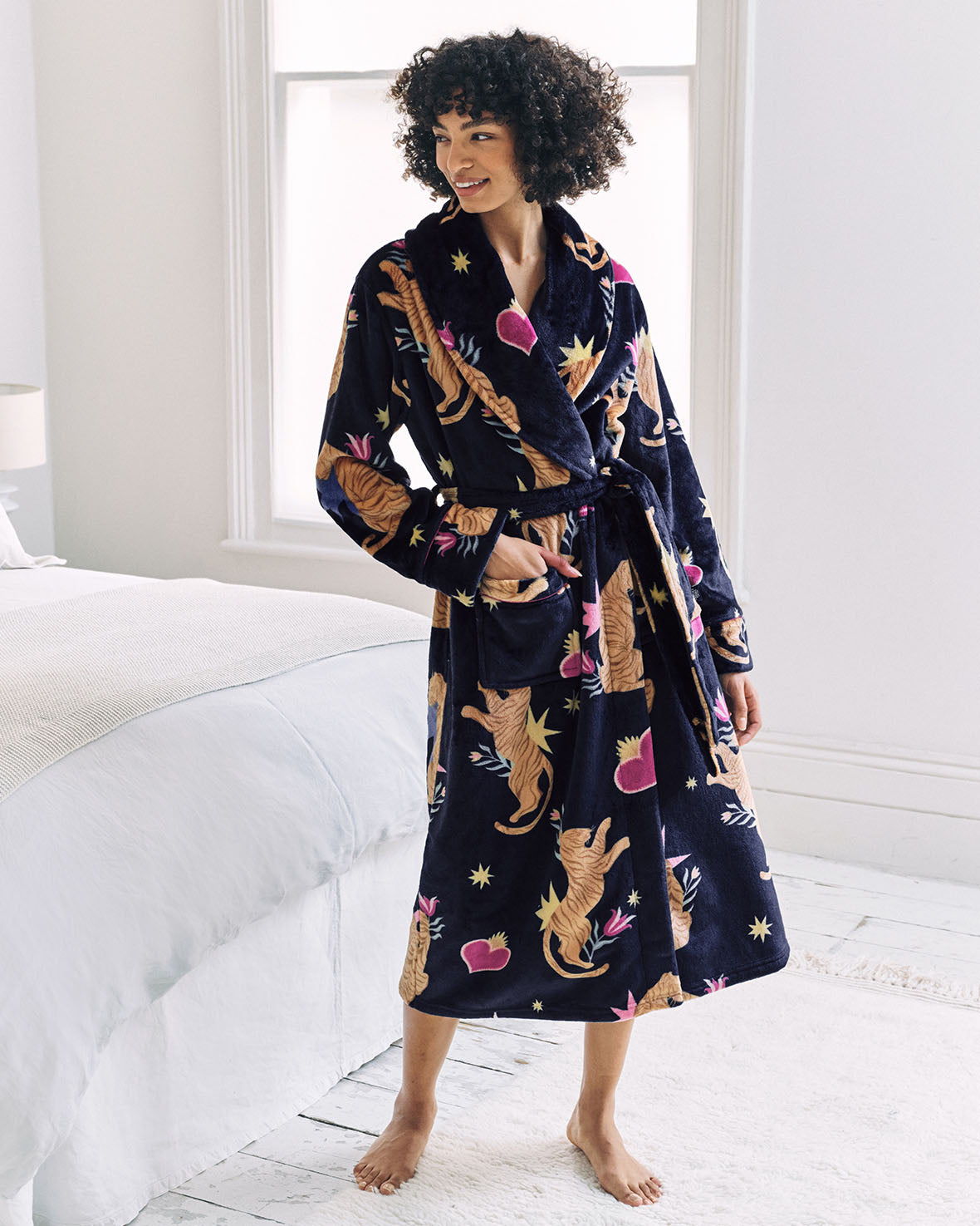 Flannel Enchanted Tiger Print Dressing Gown