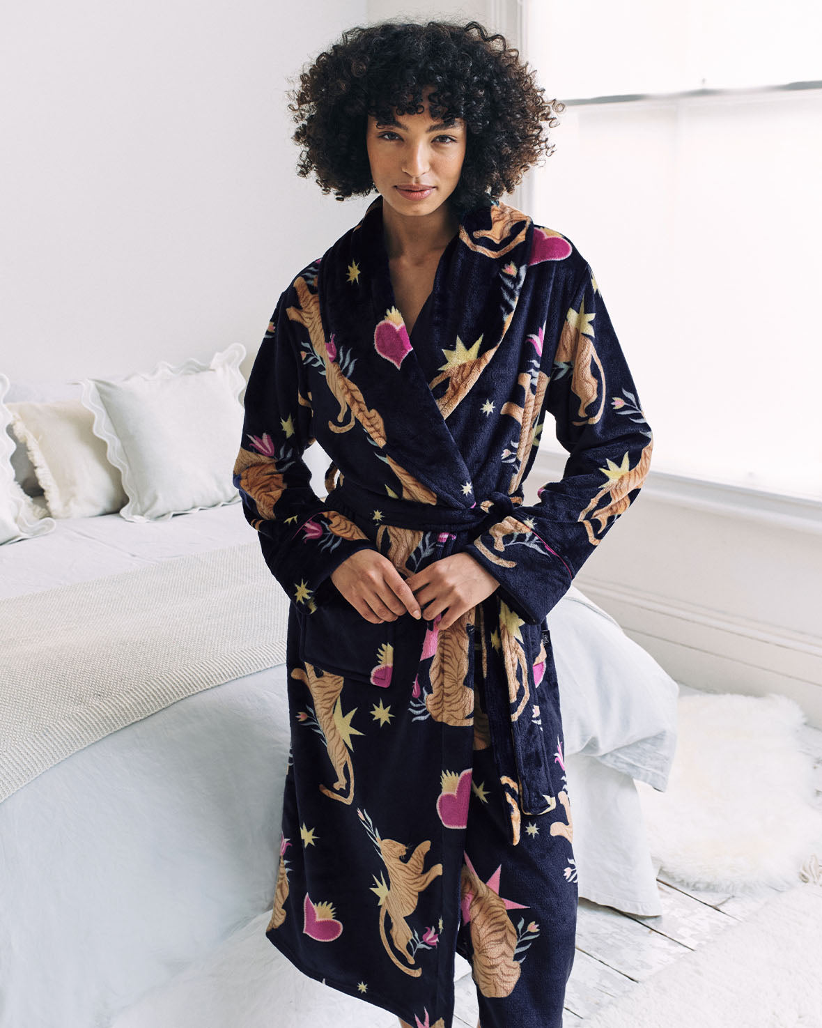 Flannel Enchanted Tiger Print Dressing Gown