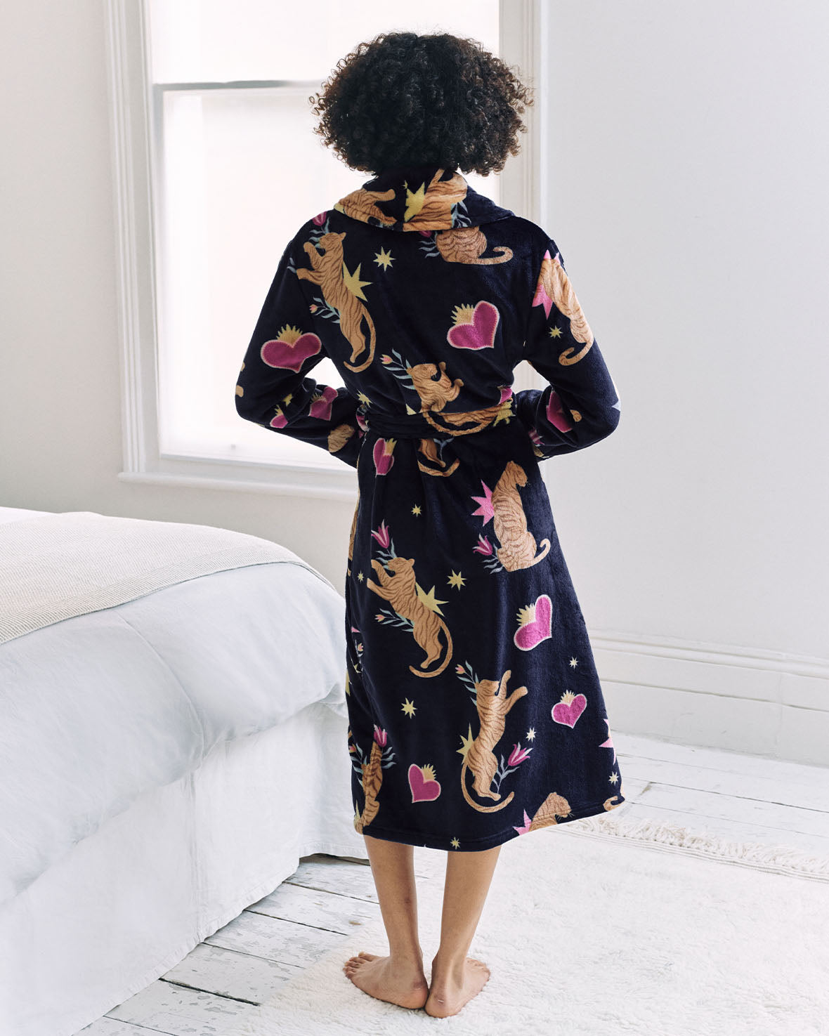 Flannel Enchanted Tiger Print Dressing Gown