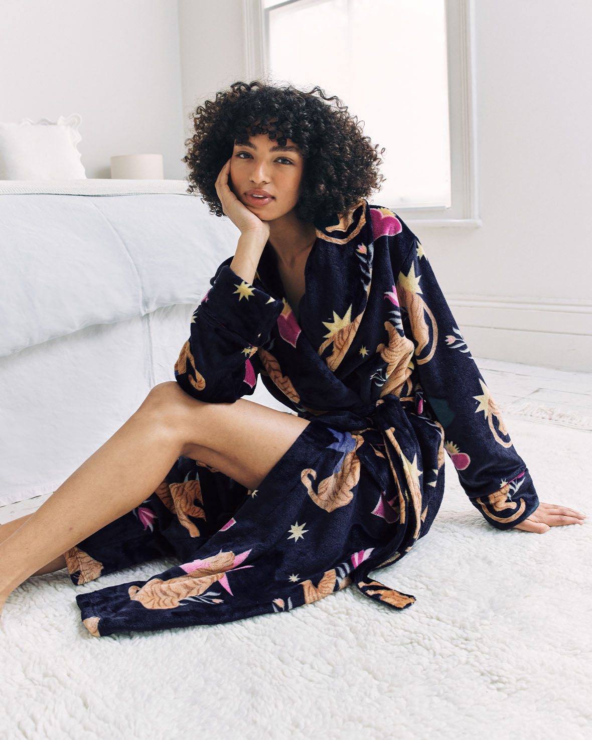 Flannel Enchanted Tiger Print Dressing Gown