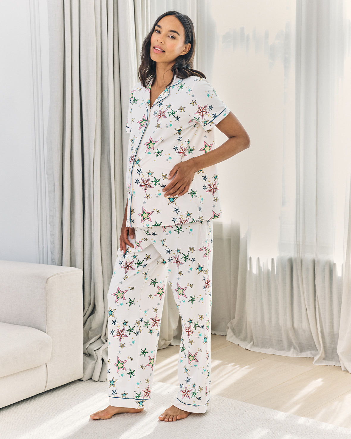 Maternity Organic Cotton Star Print Long Pyjama Set