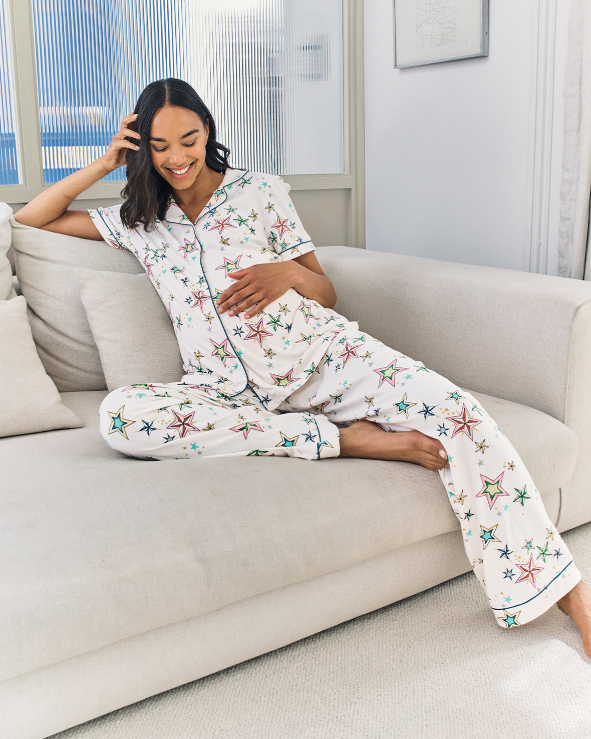 Maternity Organic Cotton Star Print Long Pyjama Set