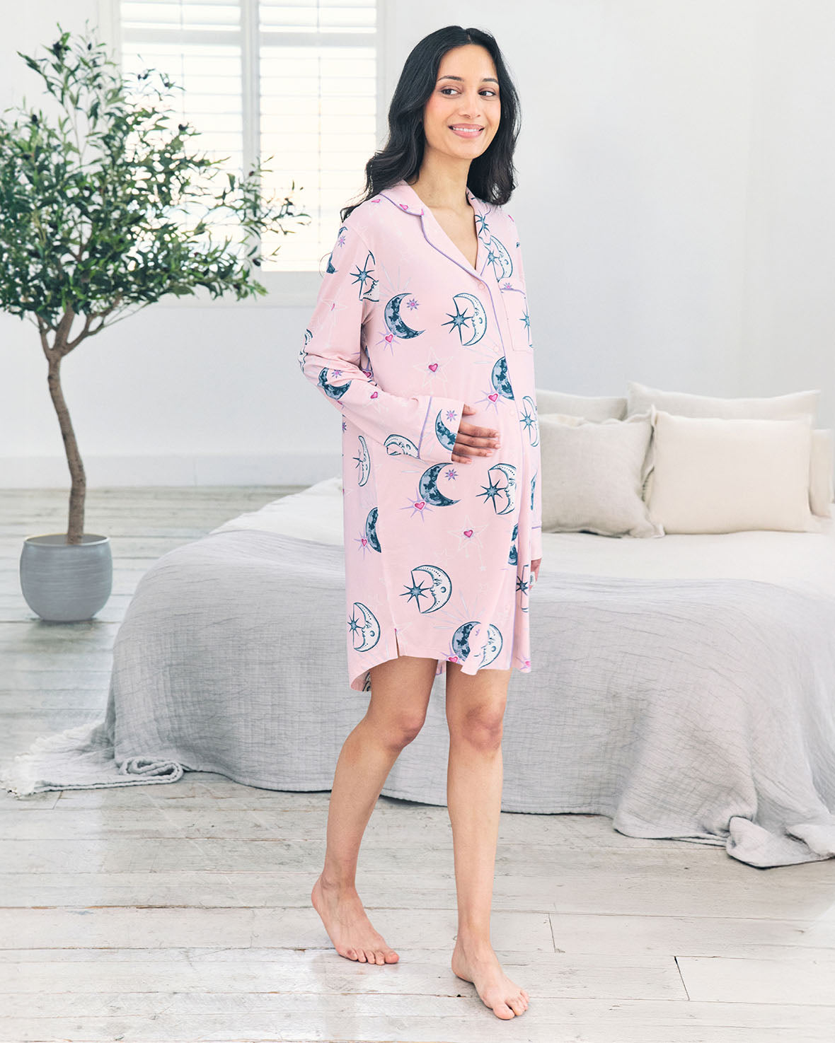 Maternity Astral Hearts Print Nightshirt