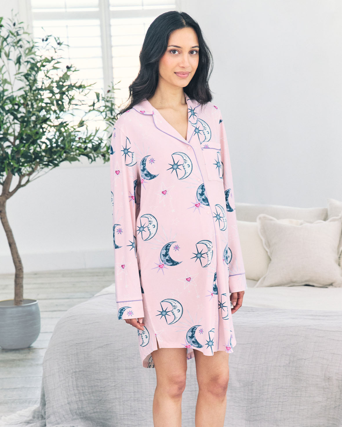 Maternity Astral Hearts Print Nightshirt