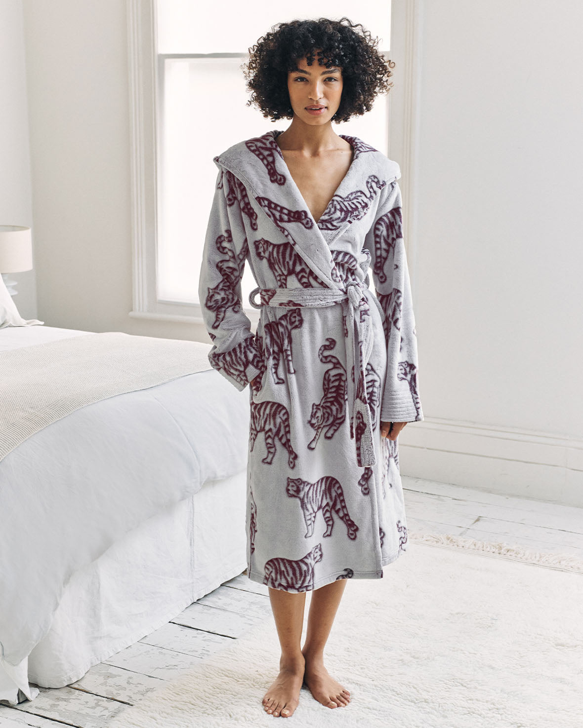 Flannel Burnout Tiger Dressing Gown