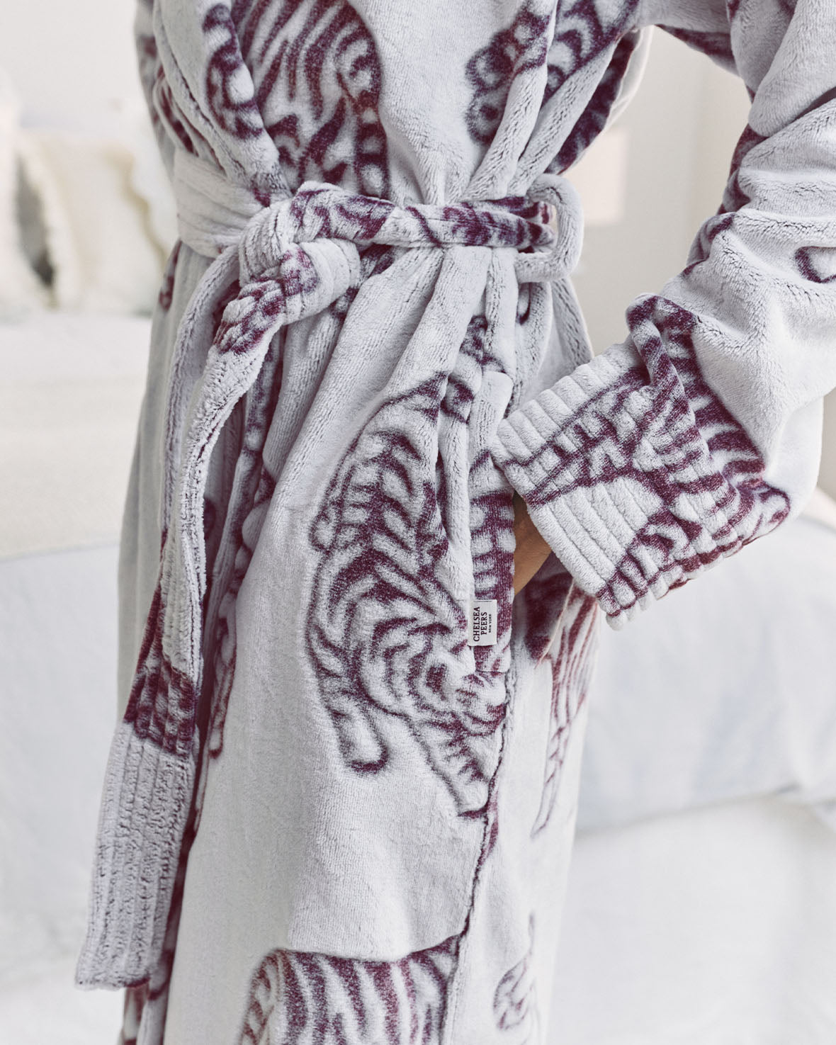 Flannel Burnout Tiger Dressing Gown