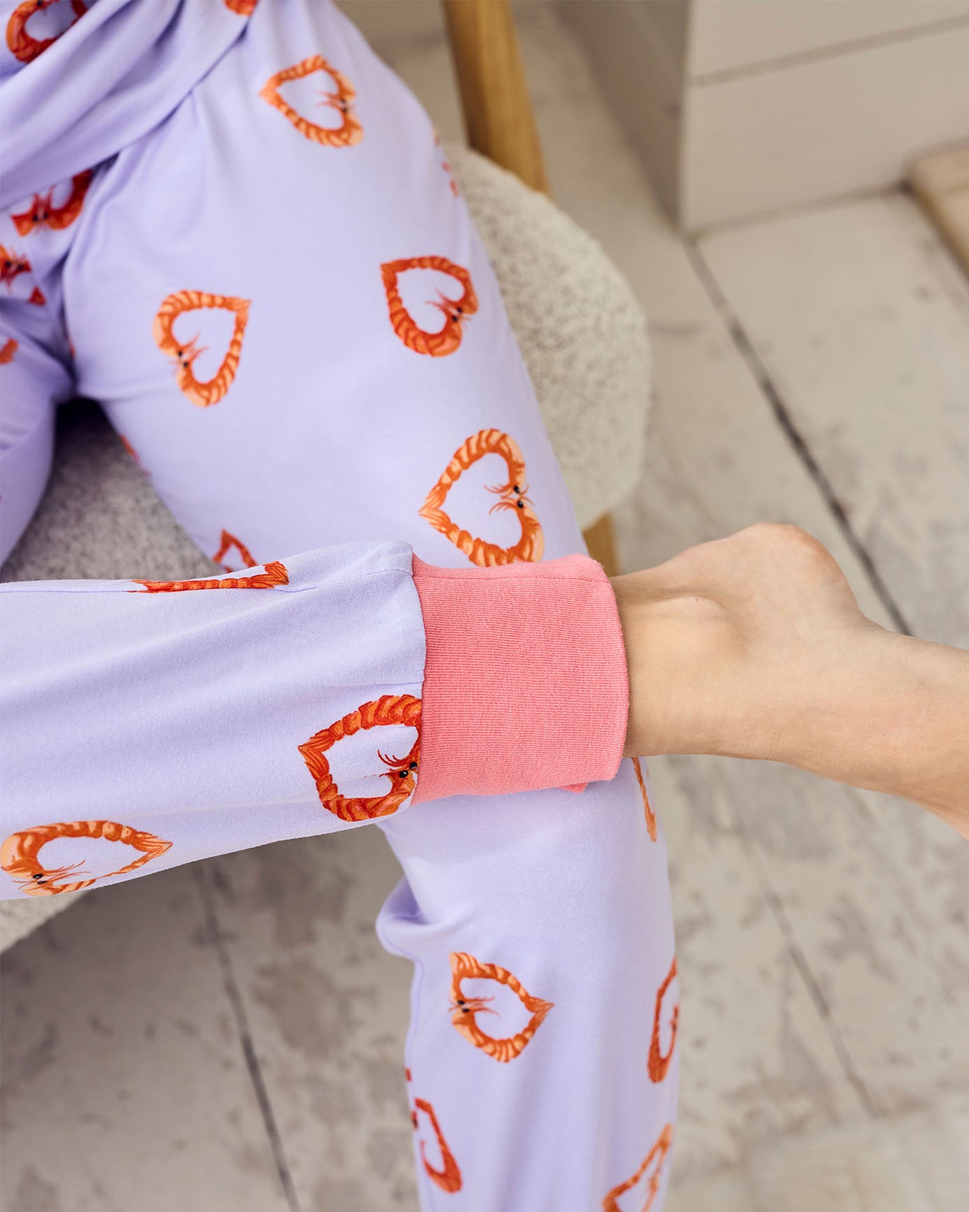 Maternity Shrimp Heart Print Long Pyjama Set