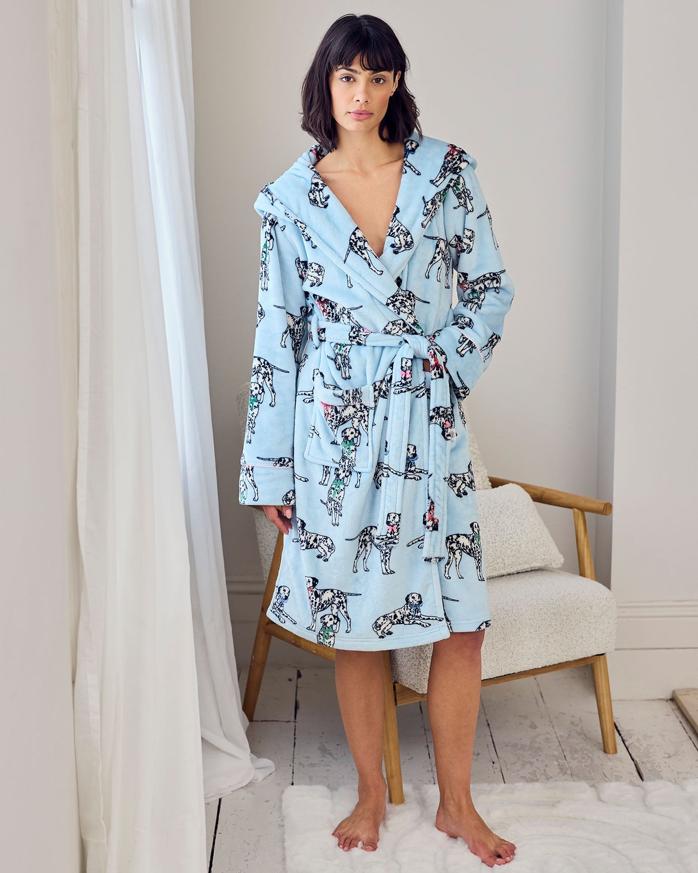 Flannel Dalmatian Dogs Print Dressing Gown